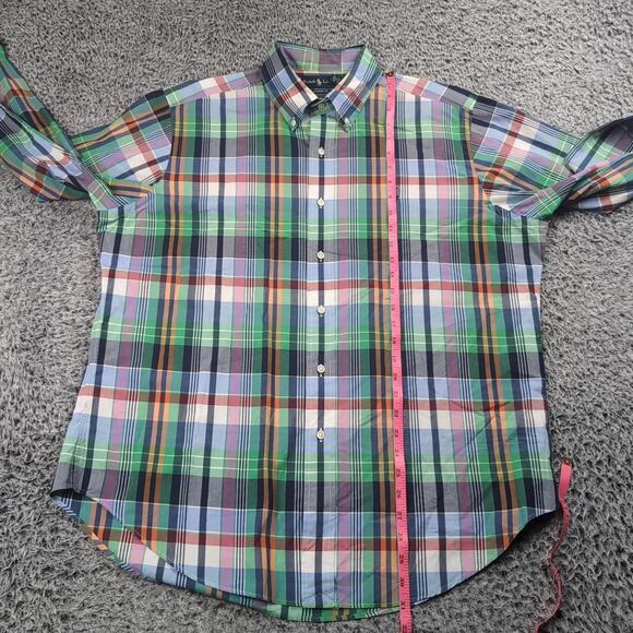 Polo Ralph Lauren Shirt Adult Large Green Blue Preppy Casual Work Plaid Classic - Picture 4 of 6